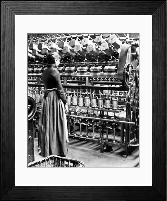 Framed Print : Linen manufacture, Twisting frame Framed Print : Linen manufacture, Twisting frame