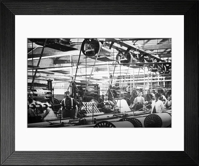 Framed Print : Linen manufacture, Dressing machine Framed Print : Linen manufacture, Dressing machine