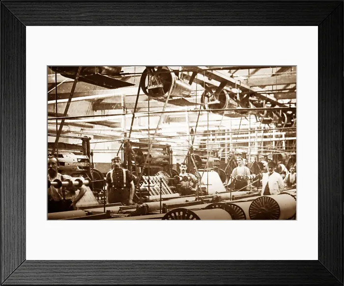 Framed Print : A dressing machine, linen production, Victorian period Framed Print : A dressing machine, linen production, Victorian period