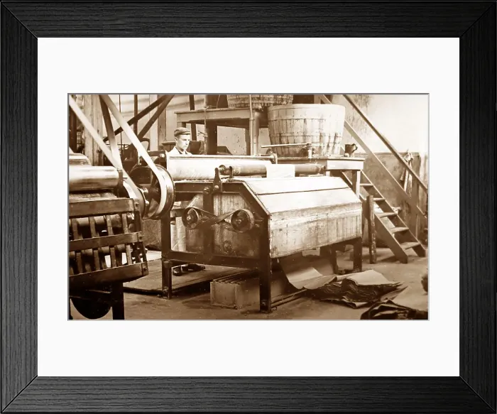 Framed Print : A damping machine, linen production, Victorian period Framed Print : A damping machine, linen production, Victorian period
