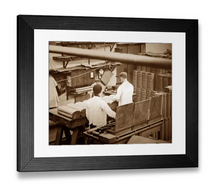 Framed Print : Making webs, linen production, Victorian period Framed Print : Making webs, linen production, Victorian period