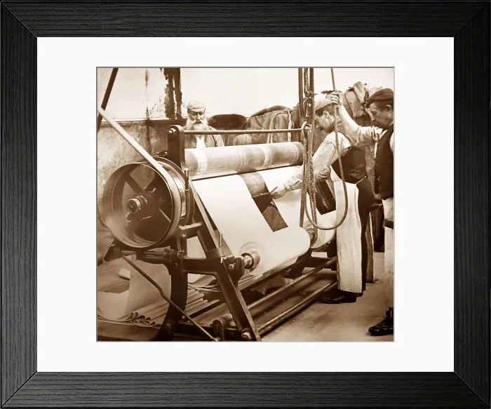 Framed Print : Stripping machine for stone mangle, linen production Framed Print : Stripping machine for stone mangle, linen production