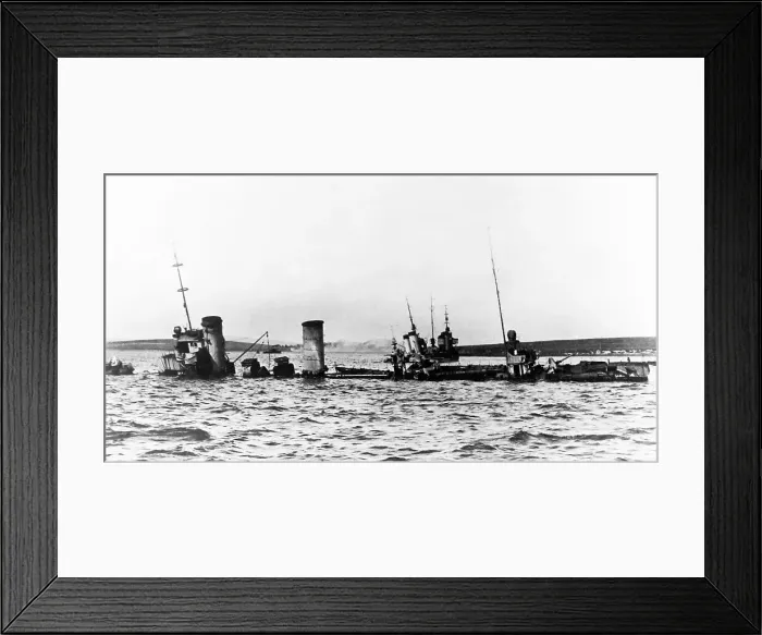 Framed Print : German battleships sinking off the island of Fara Framed Print : German battleships sinking off the island of Fara