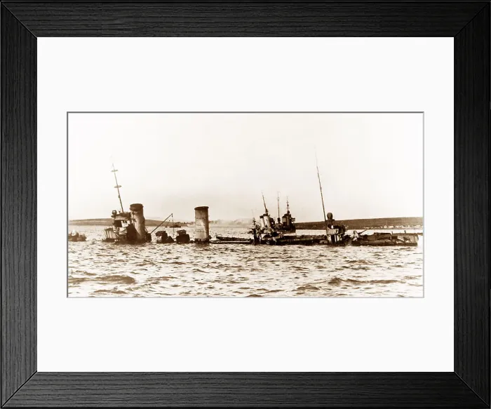 Framed Print : Scapa Flow, Destroyers sinking off Island of Fara Framed Print : Scapa Flow, Destroyers sinking off Island of Fara