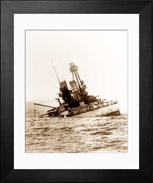 Framed Print : German Battleship Bayern sinking, Scapa Flow Framed Print : German Battleship Bayern sinking, Scapa Flow
