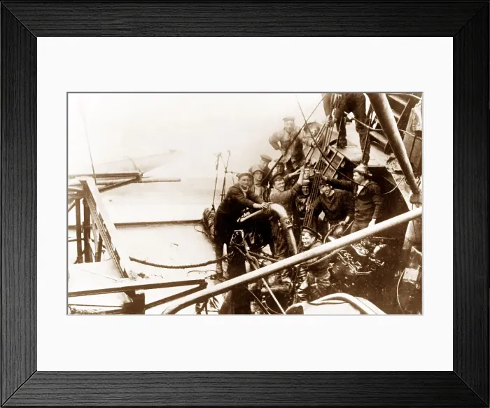 Framed Print : Scapa Flow, Salvage party on German destroyer Framed Print : Scapa Flow, Salvage party on German destroyer
