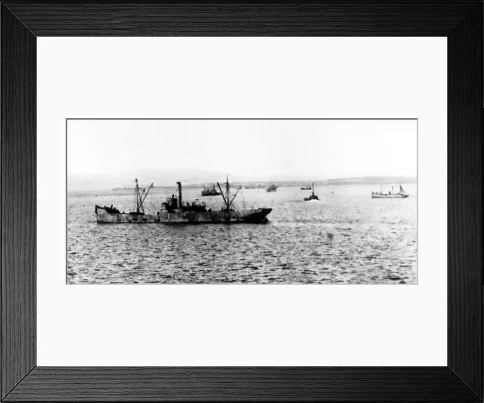 Framed Print : Scapa Flow, General view at 3. 30pm on 21st June 1919 Framed Print : Scapa Flow, General view at 3. 30pm on 21st June 1919