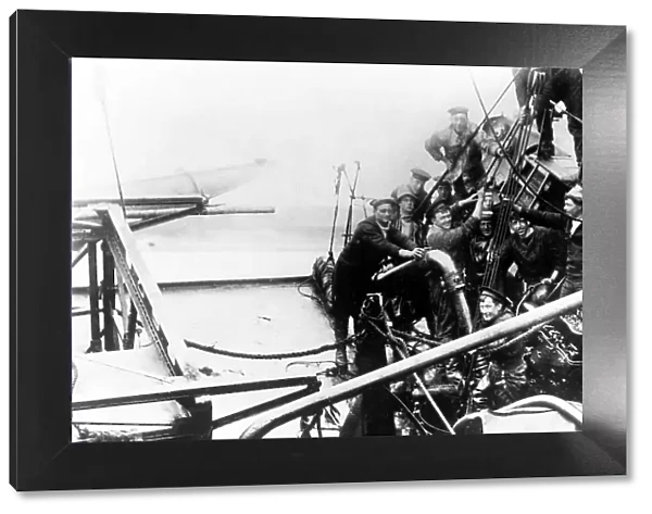 British salvage party on a German destroyer, Scapa