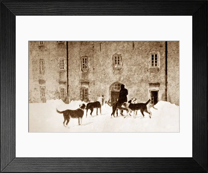 Framed Print : Hospice of the Great Saint Bernard, Switzerland, early 1900s Framed Print : Hospice of the Great Saint Bernard, Switzerland, early 1900s