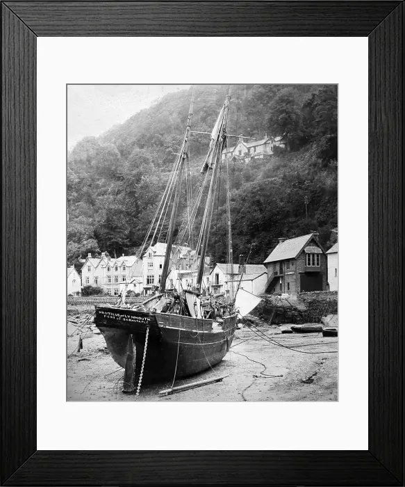 Framed Print : Nautilus fishing boat, Lynmouth, Devon, hand coloured photo Framed Print : Nautilus fishing boat, Lynmouth, Devon, hand coloured photo