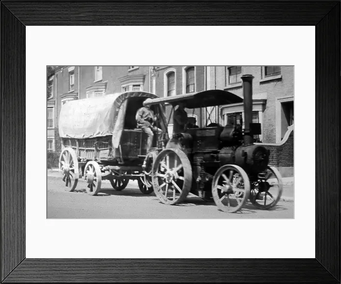 Framed Print : Traction engine and trailer, Victorian period Framed Print : Traction engine and trailer, Victorian period