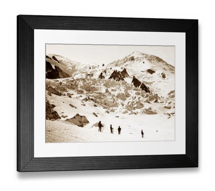 Framed Print : Climbers on Mont Blanc, hand coloured photo Framed Print : Climbers on Mont Blanc, hand coloured photo