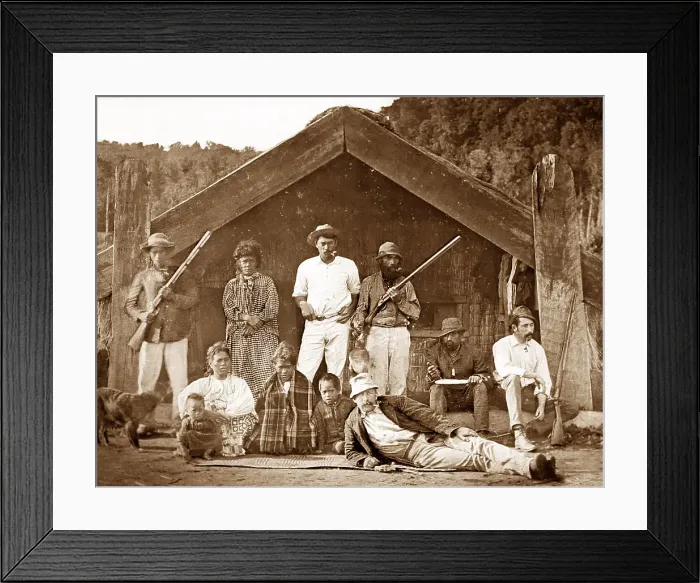 Framed Print : Australian settlers, Victorian period, hand coloured photo Framed Print : Australian settlers, Victorian period, hand coloured photo