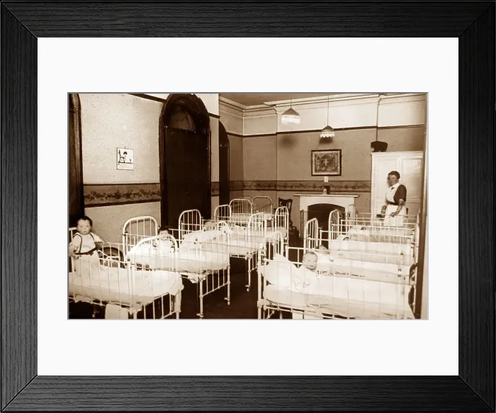 Framed Print : A maternity hospital ward, hand coloured photo Framed Print : A maternity hospital ward, hand coloured photo