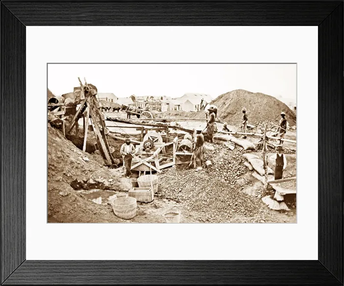 Framed Print : Diamond washing and sorting, possibly South Africa