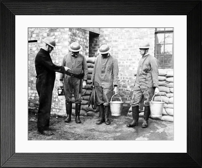 Framed Print : A Fire Party, ARP training exercise during WW2 Framed Print : A Fire Party, ARP training exercise during WW2