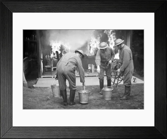 Framed Print : A Fire Party, ARP training exercise during WW2 Framed Print : A Fire Party, ARP training exercise during WW2