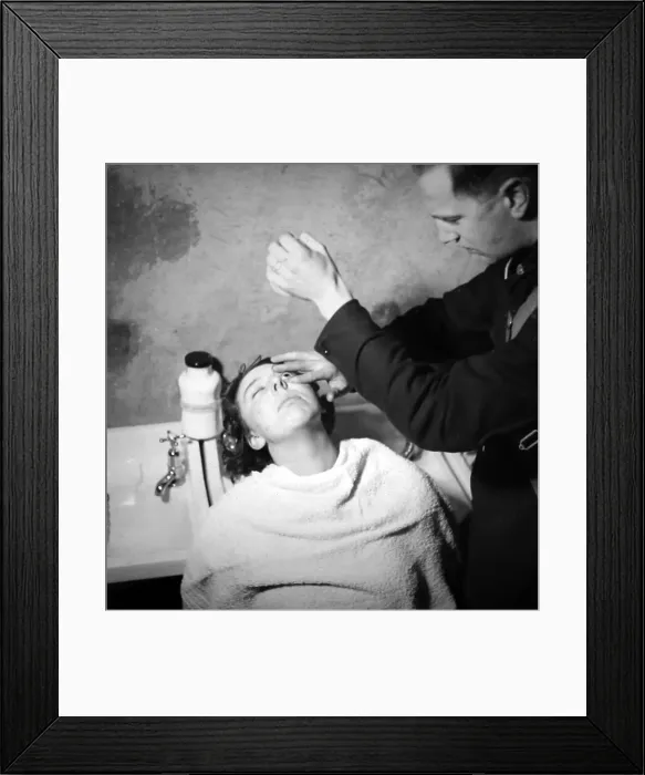 Framed Print : Giving treatment after a gas attack, ARP training Framed Print : Giving treatment after a gas attack, ARP training