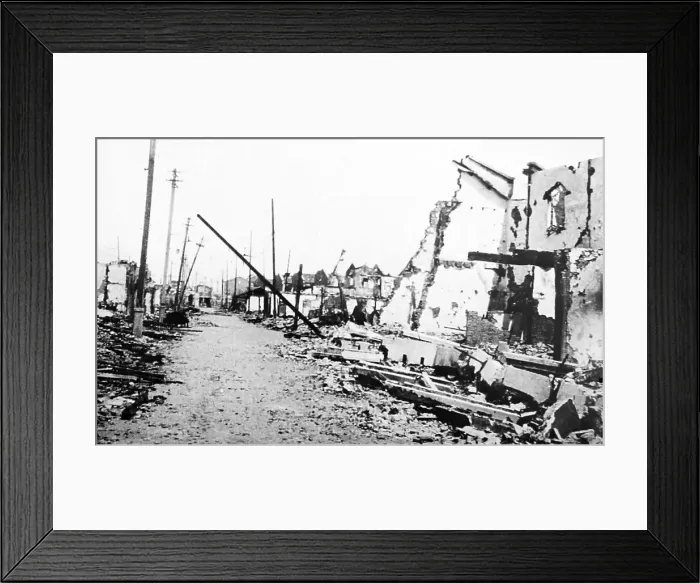 Framed Print : Air raid damage in Shanghai, China, probably 1937 Framed Print : Air raid damage in Shanghai, China, probably 1937