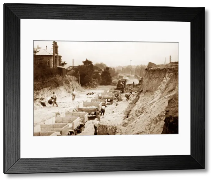 Framed Print : Navvies building a railway Framed Print : Navvies building a railway