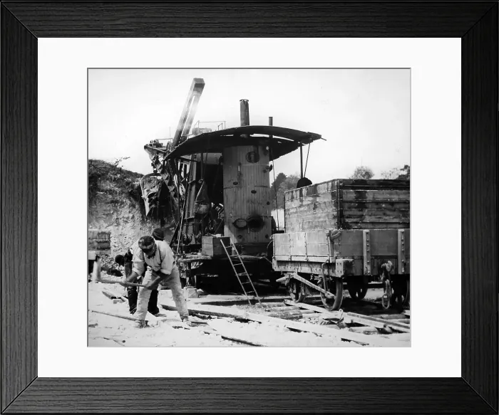 Framed Print : Navvies building a railway line in the UK, early 1900s Framed Print : Navvies building a railway line in the UK, early 1900s