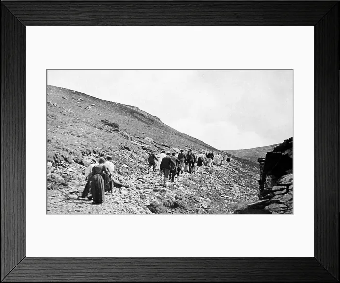 Framed Print : Climbing Snowdon from Llanberis, early 1900s Framed Print : Climbing Snowdon from Llanberis, early 1900s