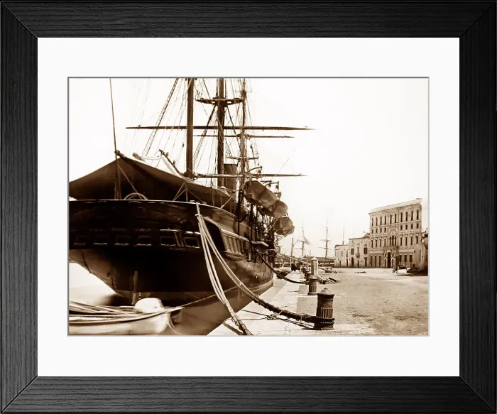 Framed Print : Brindisi Harbour, Italy, Victorian period Framed Print : Brindisi Harbour, Italy, Victorian period