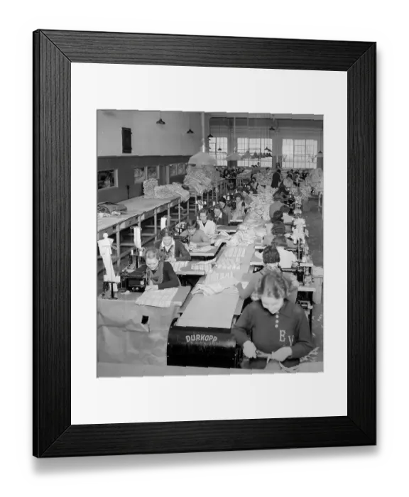 Framed Print : A CWS shirt factory, probably 1930s