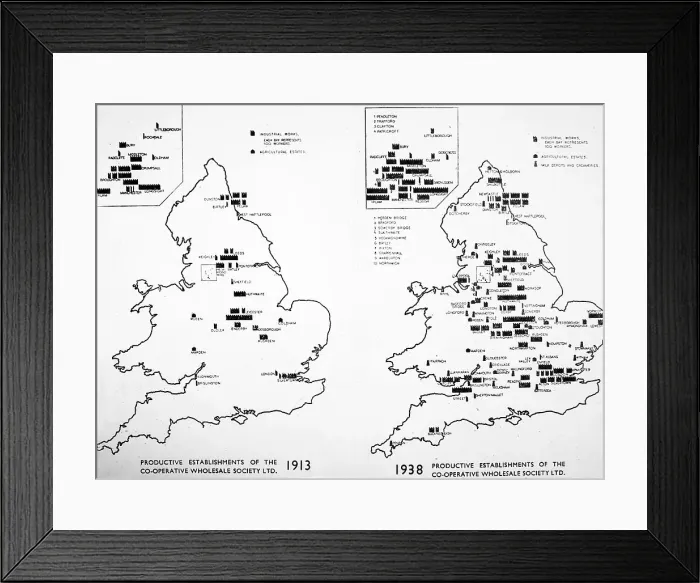 Framed Print : Map showing the growth of CWS production locations Framed Print : Map showing the growth of CWS production locations