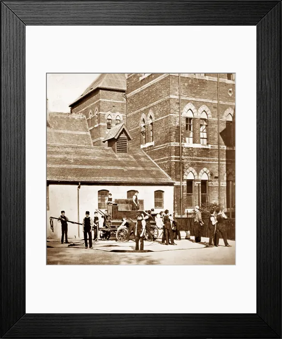 Framed Print : Fire drill, Rusell Hill Schools, Purley, Victorian period Framed Print : Fire drill, Rusell Hill Schools, Purley, Victorian period