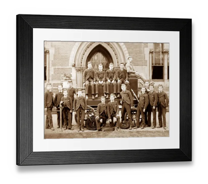 Framed Print : Fire drill, Rusell Hill Schools, Purley, Victorian period Framed Print : Fire drill, Rusell Hill Schools, Purley, Victorian period