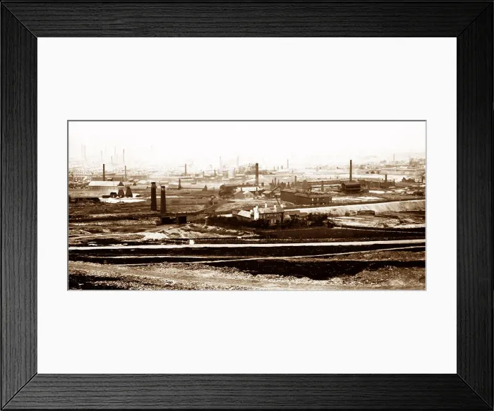 Framed Print : Panorama of industrial Sheffield, Victorian period Framed Print : Panorama of industrial Sheffield, Victorian period