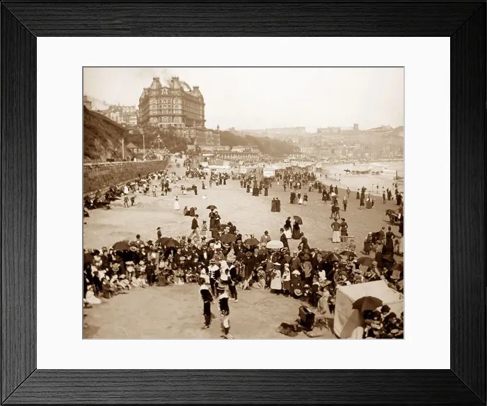 Framed Print : Pierrots on the beach, Scarborough, Victorian period Framed Print : Pierrots on the beach, Scarborough, Victorian period