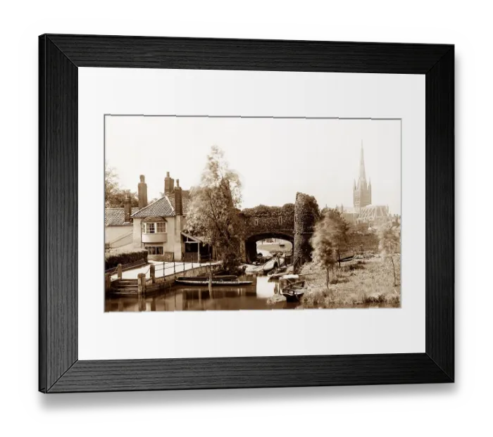 Framed Print : Pulls Ferry, Norwich, Victorian period Framed Print : Pulls Ferry, Norwich, Victorian period