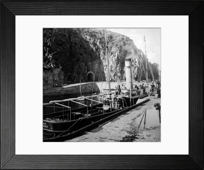 Framed Print : Steamboat Alert in Creux Harbour, Sark, Victorian period Framed Print : Steamboat Alert in Creux Harbour, Sark, Victorian period