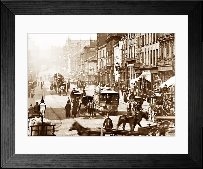 Framed Print : The Briggate, Leeds, Victorian period Framed Print : The Briggate, Leeds, Victorian period