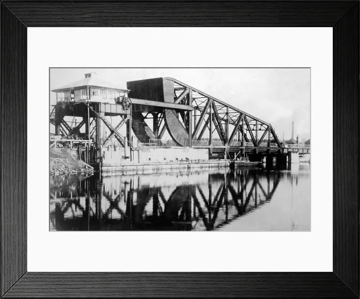 Framed Print : Bridge at Buccleugh Dock, Barrow in Furness, early 1900s Framed Print : Bridge at Buccleugh Dock, Barrow in Furness, early 1900s