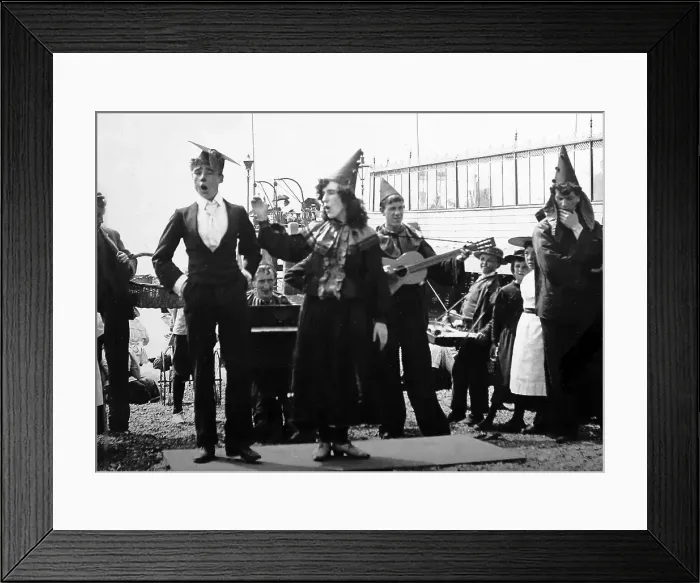 Framed Print : Beach entertainers, Portsmouth, early 1900s Framed Print : Beach entertainers, Portsmouth, early 1900s