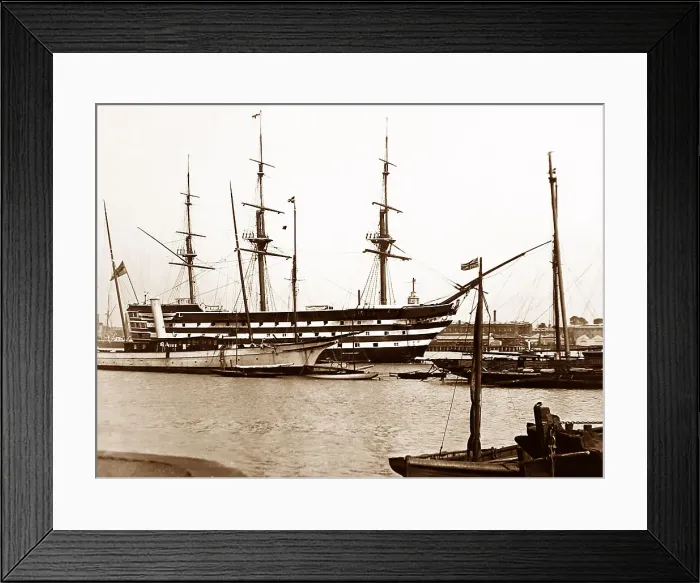 Framed Print : HMS Victory in Portsmouth Harbour, Victorian period Framed Print : HMS Victory in Portsmouth Harbour, Victorian period