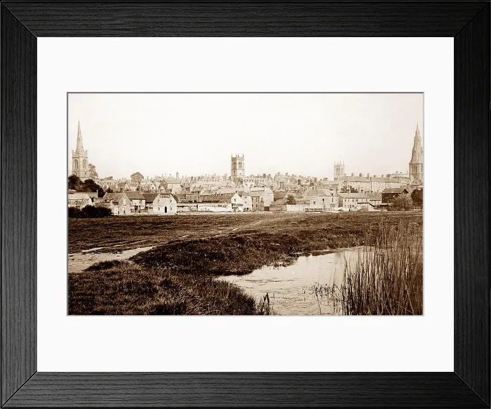 Framed Print : Stamford from the meadows, Victorian period Framed Print : Stamford from the meadows, Victorian period
