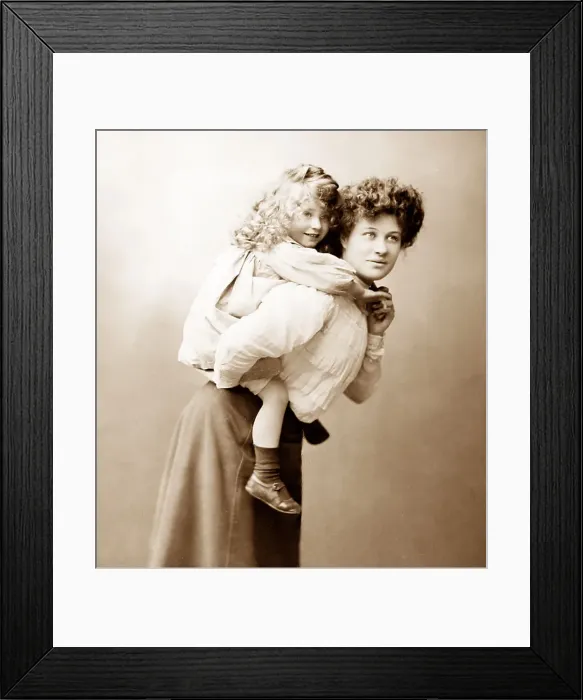 Framed Print : Mother and daughter piggyback Framed Print : Mother and daughter piggyback