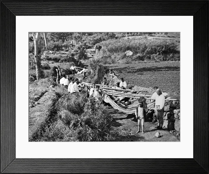 Framed Print : Hammock men resting, Madeira, Victorian period Framed Print : Hammock men resting, Madeira, Victorian period