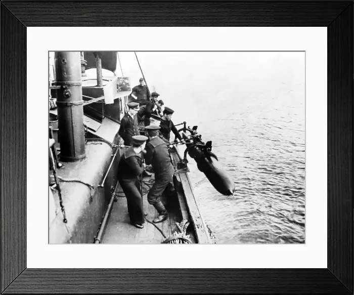 Framed Print : Launching a torpedo from a drifter fishing boat Framed Print : Launching a torpedo from a drifter fishing boat