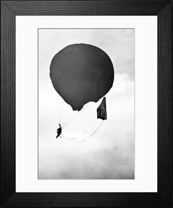 Framed Print : Parachuting from a balloon Framed Print : Parachuting from a balloon