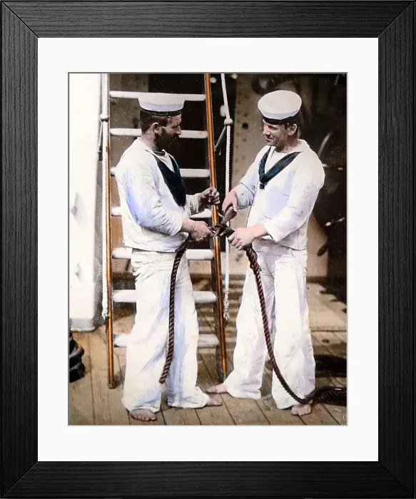 Framed Print : HMS Tartar, splicing rope, Royal Navy, probably Framed Print : HMS Tartar, splicing rope, Royal Navy, probably