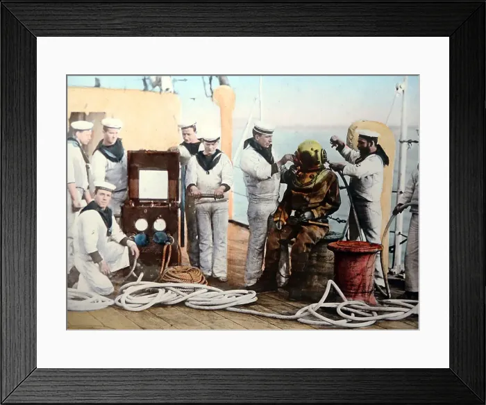Framed Print : Diver, HMS Blake, Royal Navy, probably circa 1900 Framed Print : Diver, HMS Blake, Royal Navy, probably circa 1900