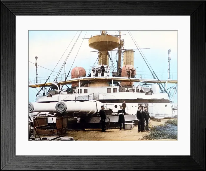 Framed Print : HMS Revenge, Royal Navy, probably circa 1900 (hand) Framed Print : HMS Revenge, Royal Navy, probably circa 1900 (hand)