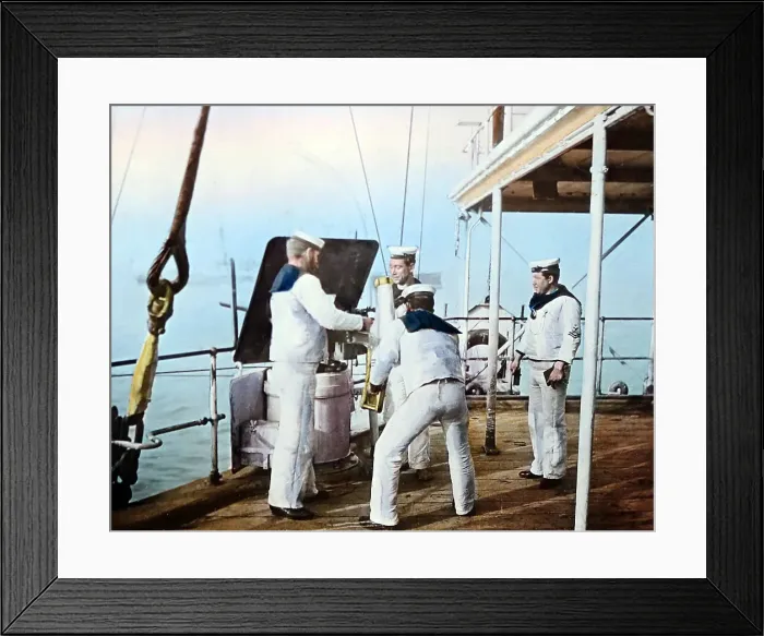 Framed Print : Working a 3 pounder gun, HMS Blake, Royal Navy Framed Print : Working a 3 pounder gun, HMS Blake, Royal Navy