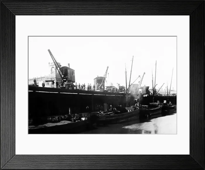 Framed Print : Barges laden with soap, Port Sunlight, early 1900s Framed Print : Barges laden with soap, Port Sunlight, early 1900s