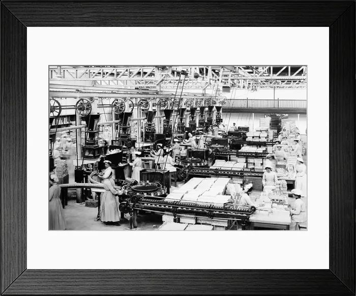 Framed Print : Automatic soap packing machines, Port Sunlight, early 1900s Framed Print : Automatic soap packing machines, Port Sunlight, early 1900s